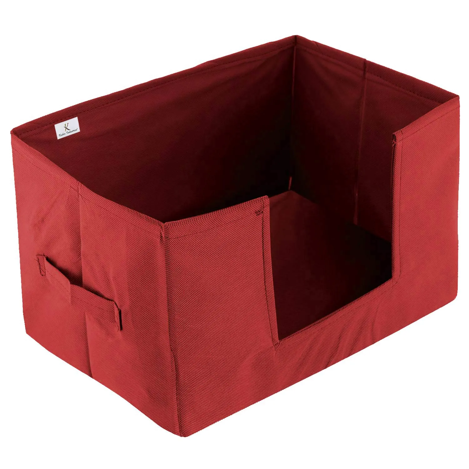 Kuber Industries 2 Pieces Large Capacity Space Saver Closet, Stackable and Foldable Saree, Clothes Storage Bag, Non-Woven Rectangle Cloth Saree Stacker Wardrobe Organizer (Red)-KUBMART11434