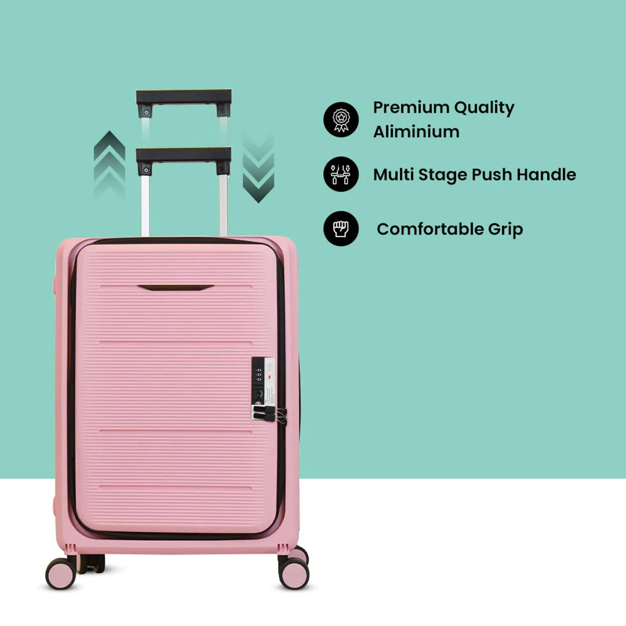 Kuber Industries 26inch Lightweight Collapsible Cabin Trolley Bags with 360 Degree Wheels | Expandable Carry-On Cabin Luggage Suitcase | Lock Foldable Bag for Travel | USHA24P-Rose Pink