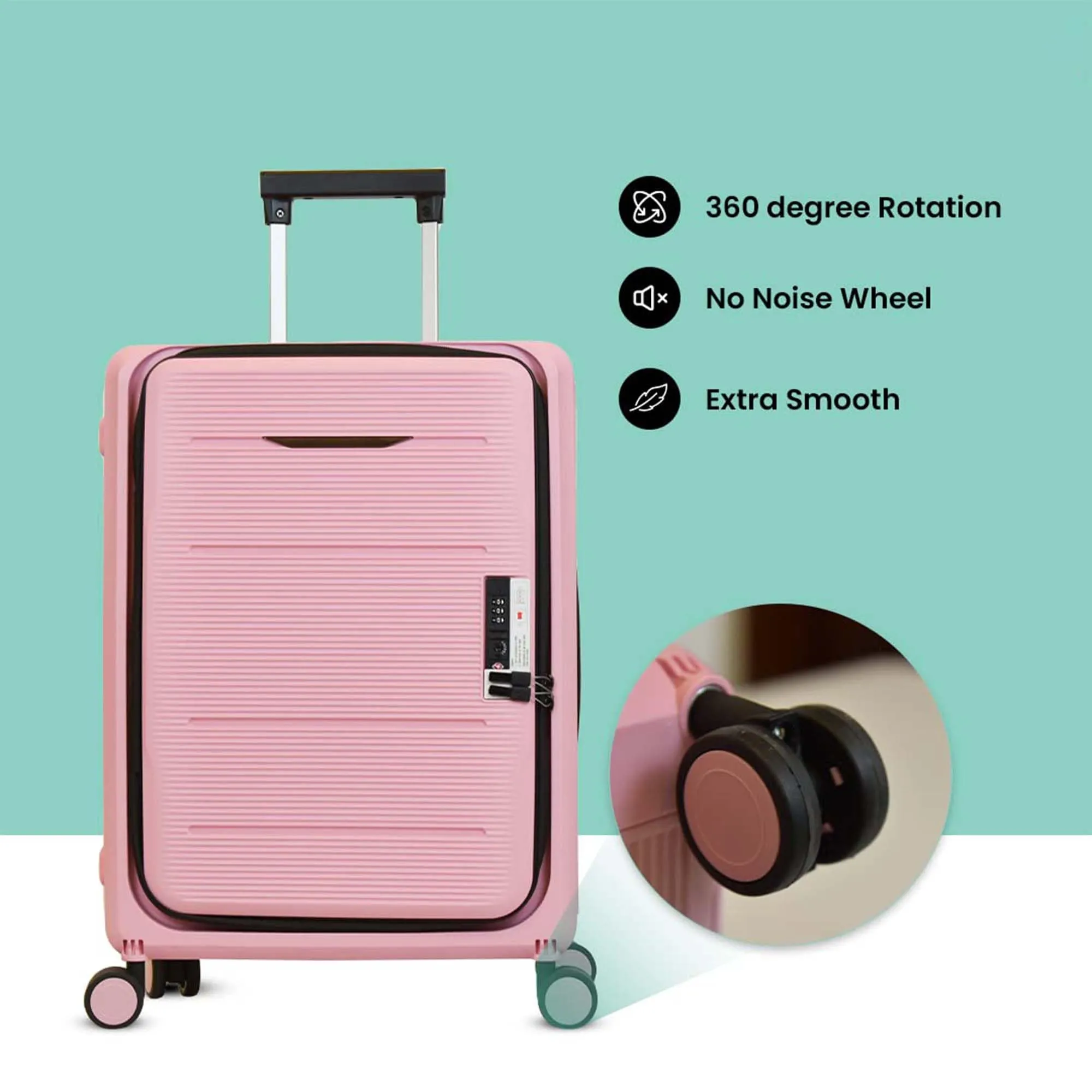 Kuber Industries 26inch Lightweight Collapsible Cabin Trolley Bags with 360 Degree Wheels | Expandable Carry-On Cabin Luggage Suitcase | Lock Foldable Bag for Travel | USHA24P-Rose Pink