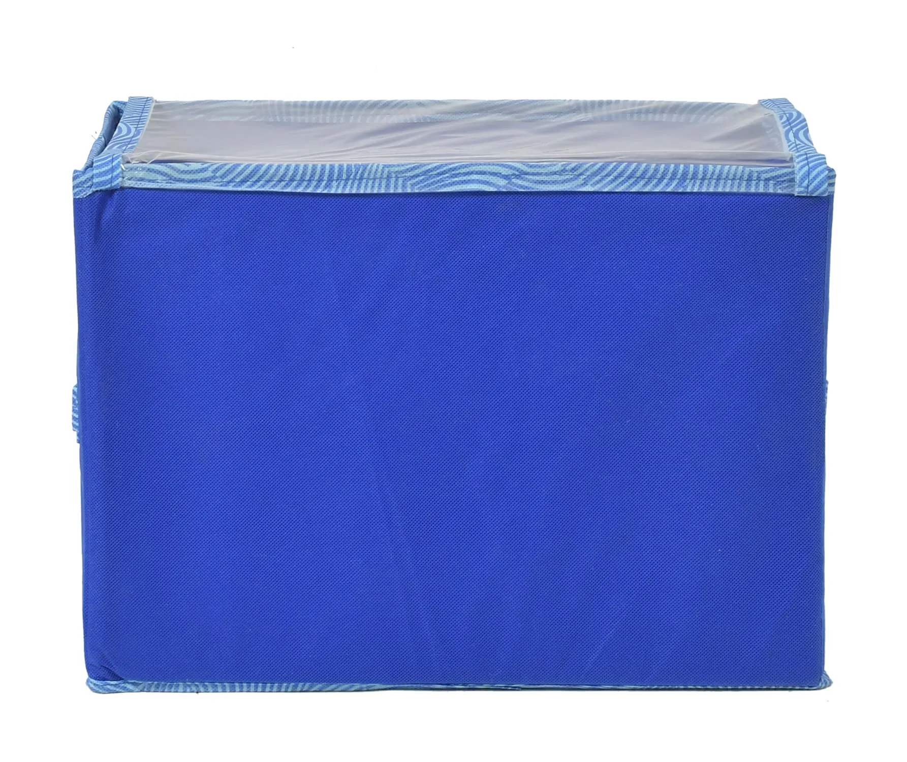 Kuber Industries Lehariya Printed Foldable Large Non-Woven Storage Box/Bin For Books, Towels, Magazines, DVDs & More With Tranasparent Lid (Blue) -44KM0462