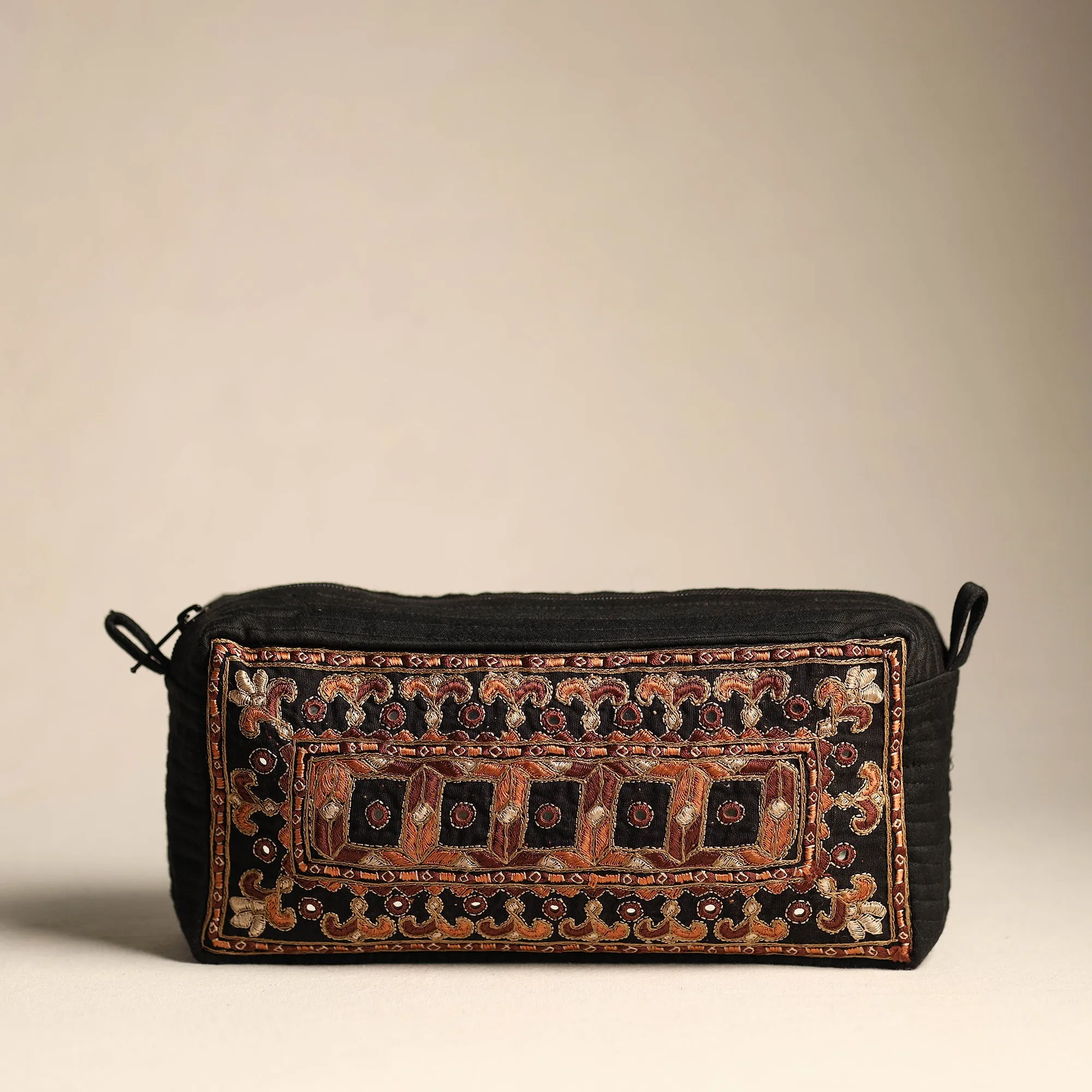 Kutch Pakko Hand Embroidery Mashru Silk Travel Pouch 32