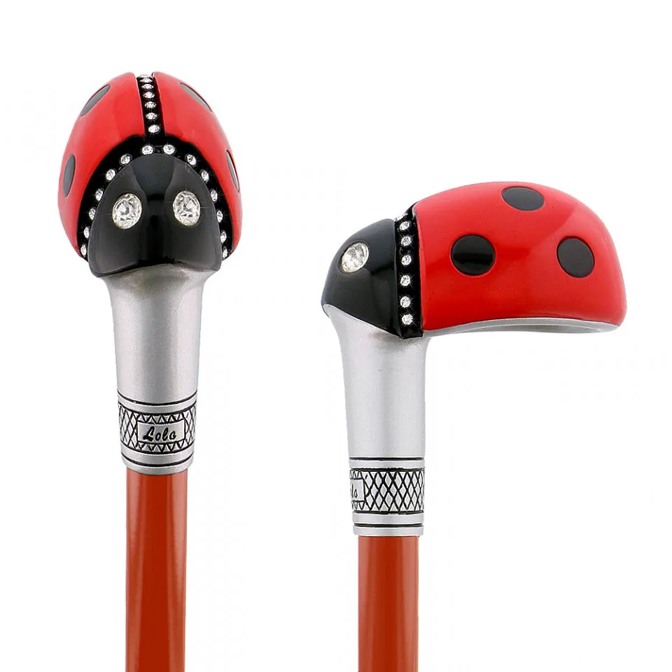 Lady Bug Lola Signature Carbon Fiber Walking Cane - 1 Red Shaft