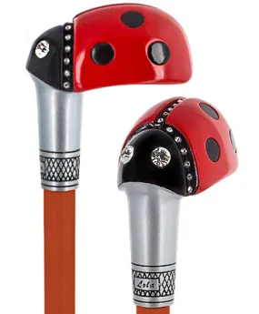 Lady Bug Lola Signature Carbon Fiber Walking Cane - 1 Red Shaft