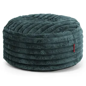 Large Round Footstool - Ultra Plush Cord Teal