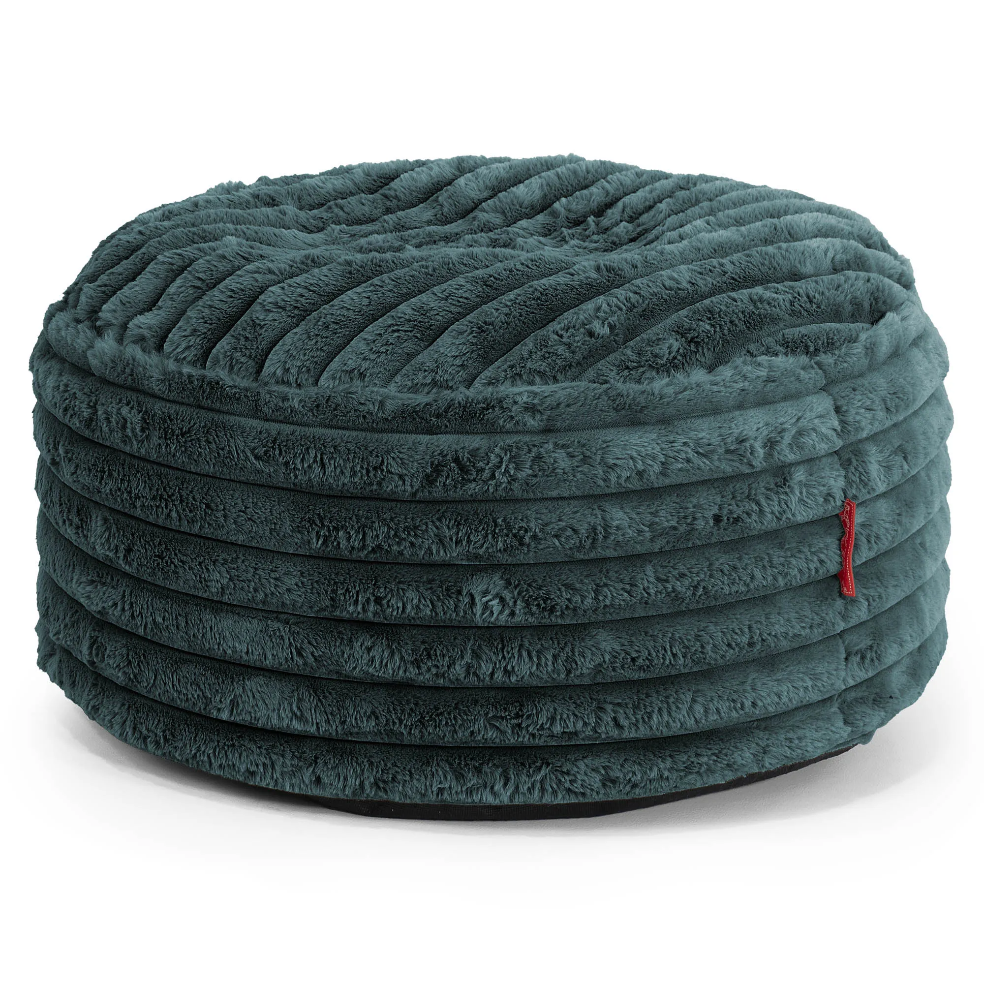 Large Round Footstool - Ultra Plush Cord Teal