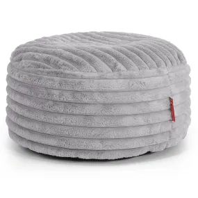 Large Round Pouffe - Ultra Plush Cord Grey