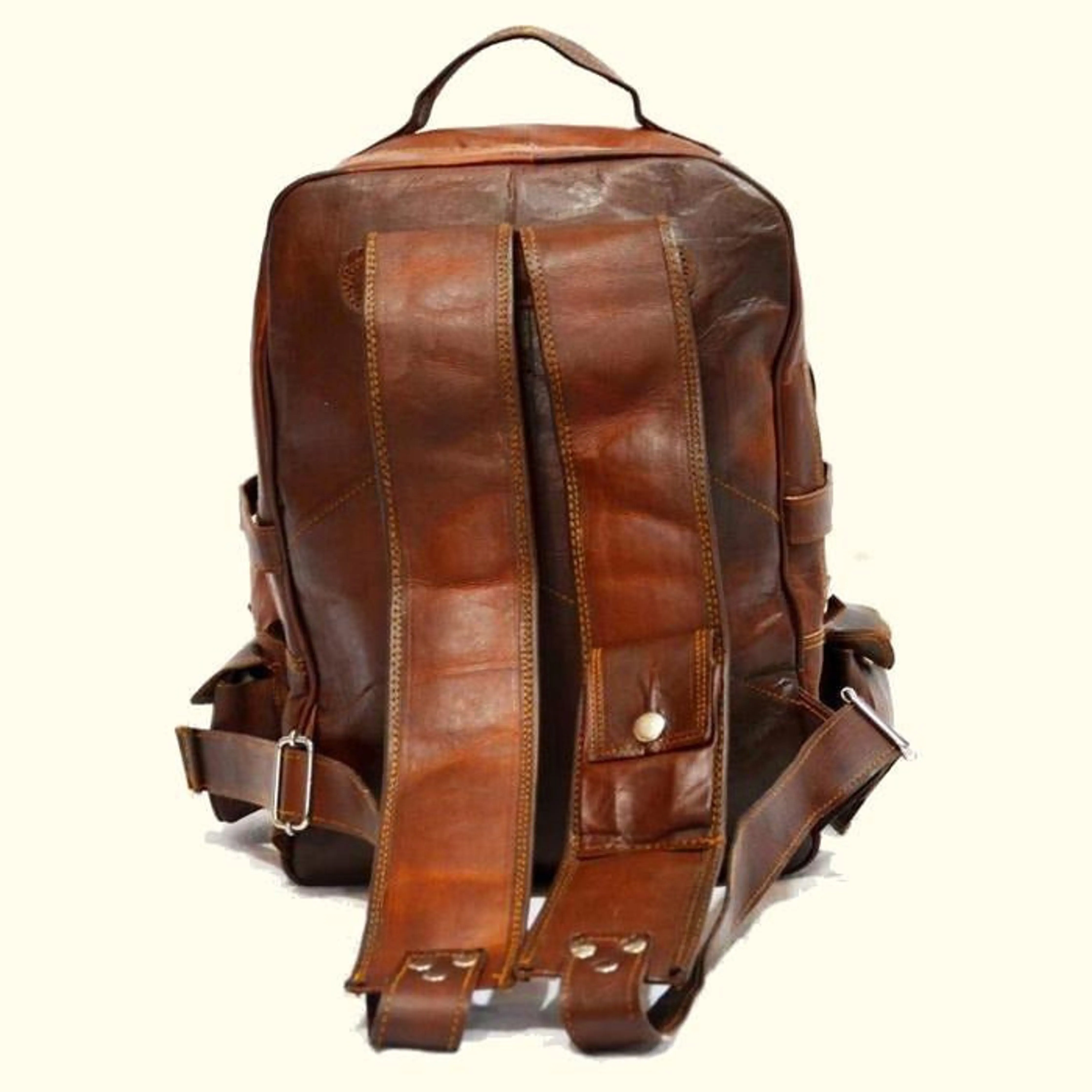 Large Vintage Leather Travel Rucksack Bag