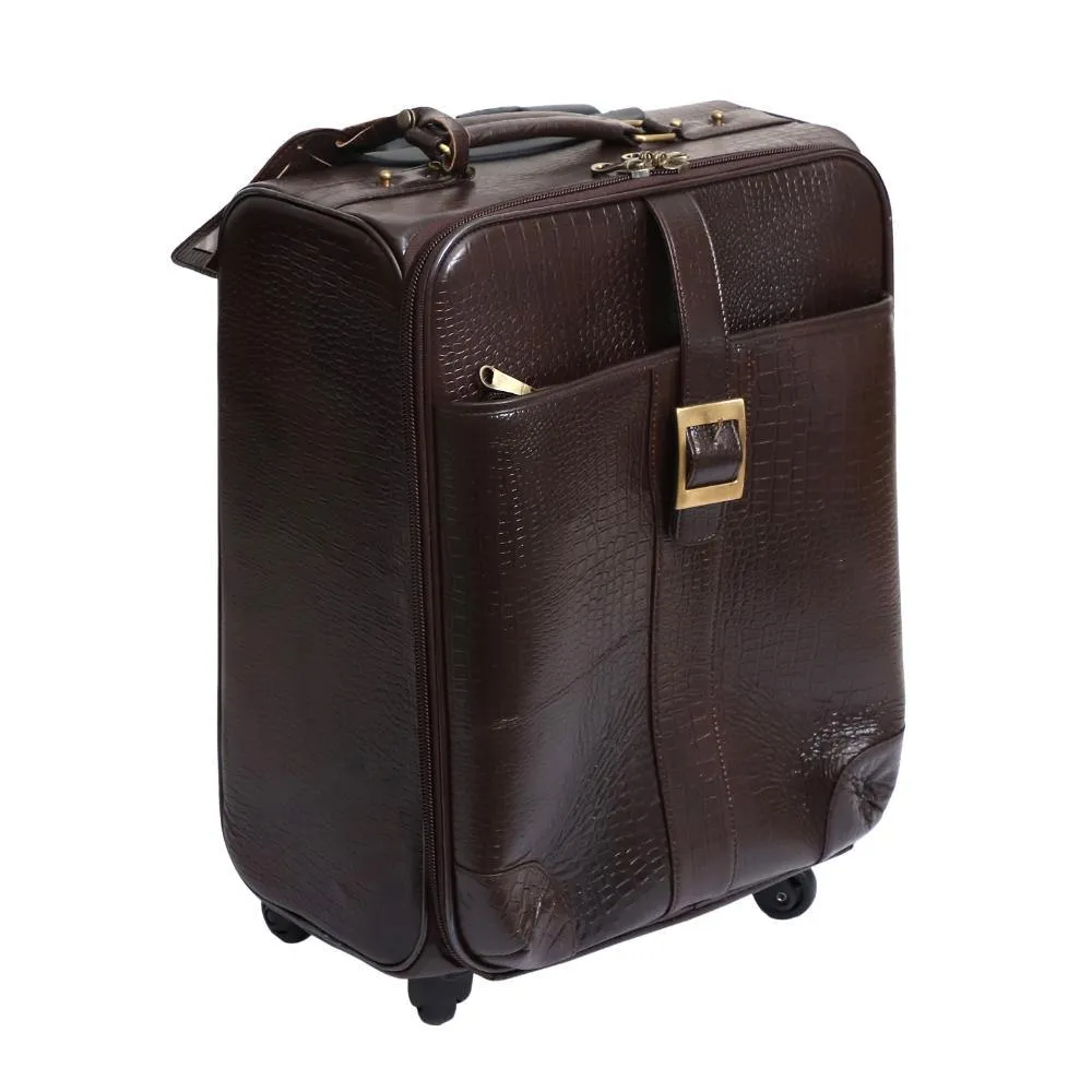 Lavish Touch Oslo Trolley Bag
 Leather - Brown
 ( With Texture )