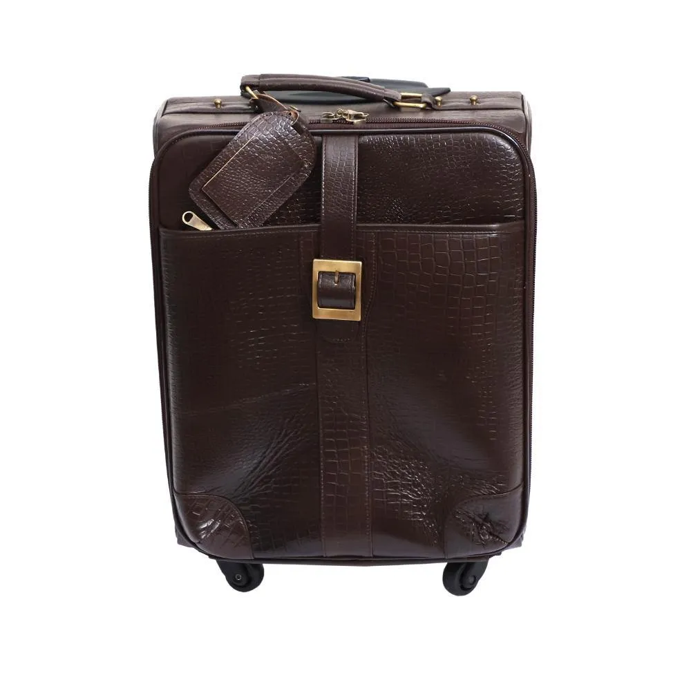 Lavish Touch Oslo Trolley Bag
 Leather - Brown
 ( With Texture )