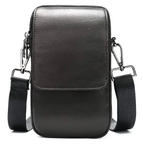 Leather Messenger  Cross body Shoulder Bags Black Waist Belt Handbags