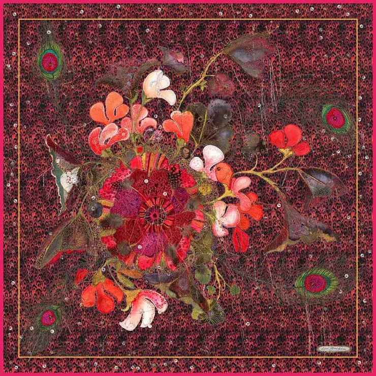 Lou Gardiner Silk Scarf 'Because I Love You' - Red Leopard