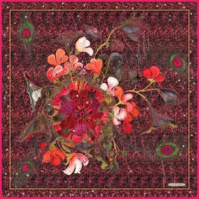 Lou Gardiner Silk Scarf 'Because I Love You' - Red Leopard