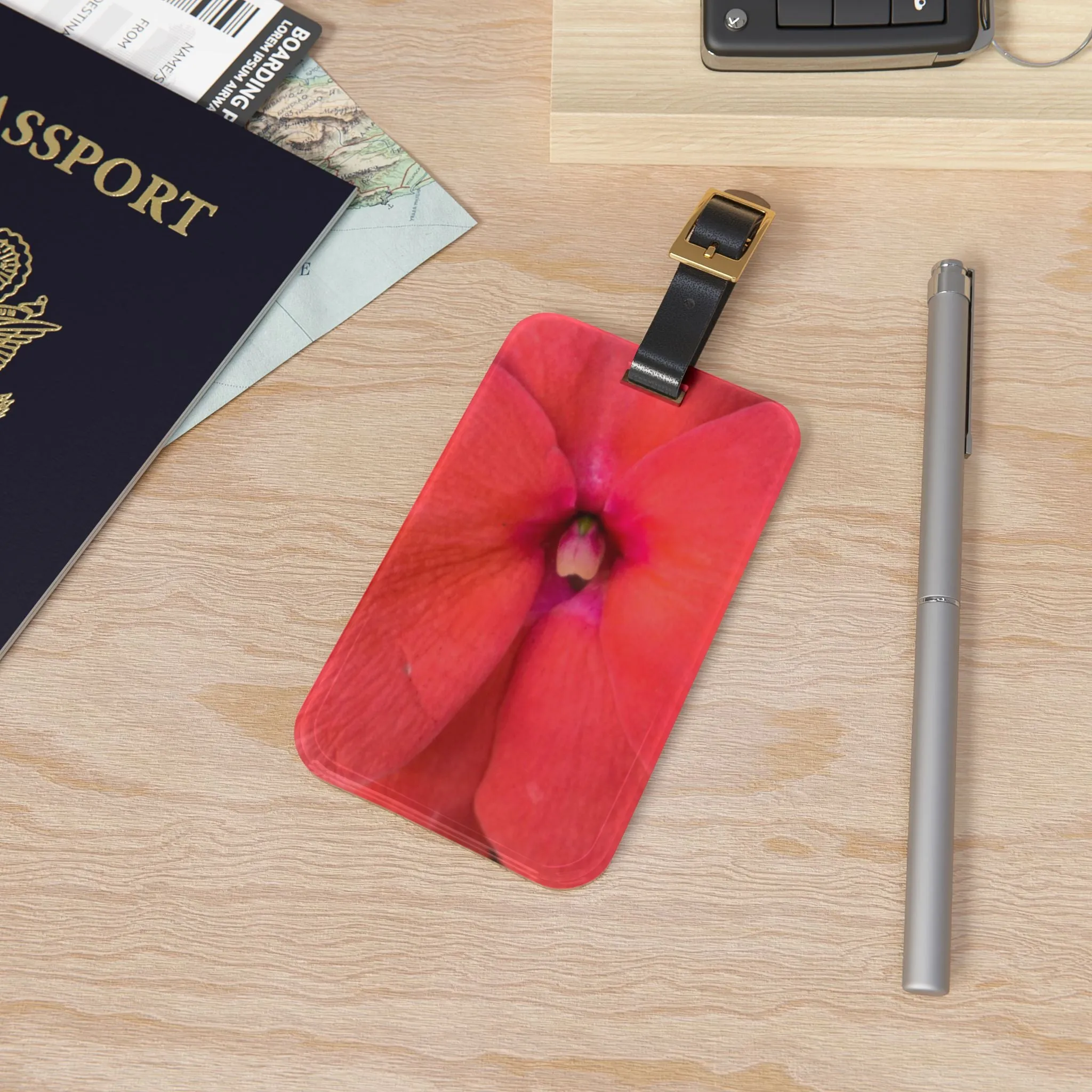 Luggage Tag |Travel Accessory Red Floral|