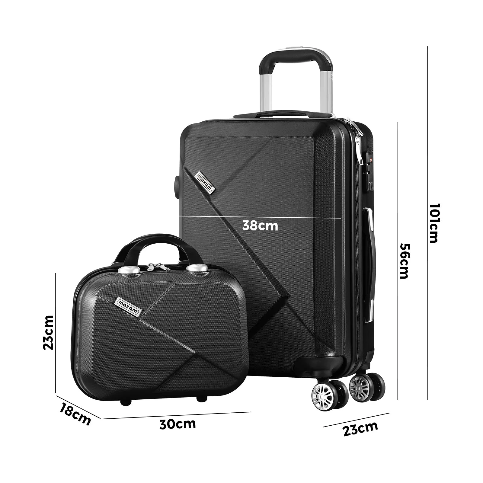 Mazam 2PCS 20 12" Luggage Suitcase Trolley Set Travel TSA Lock Storage Hard Case