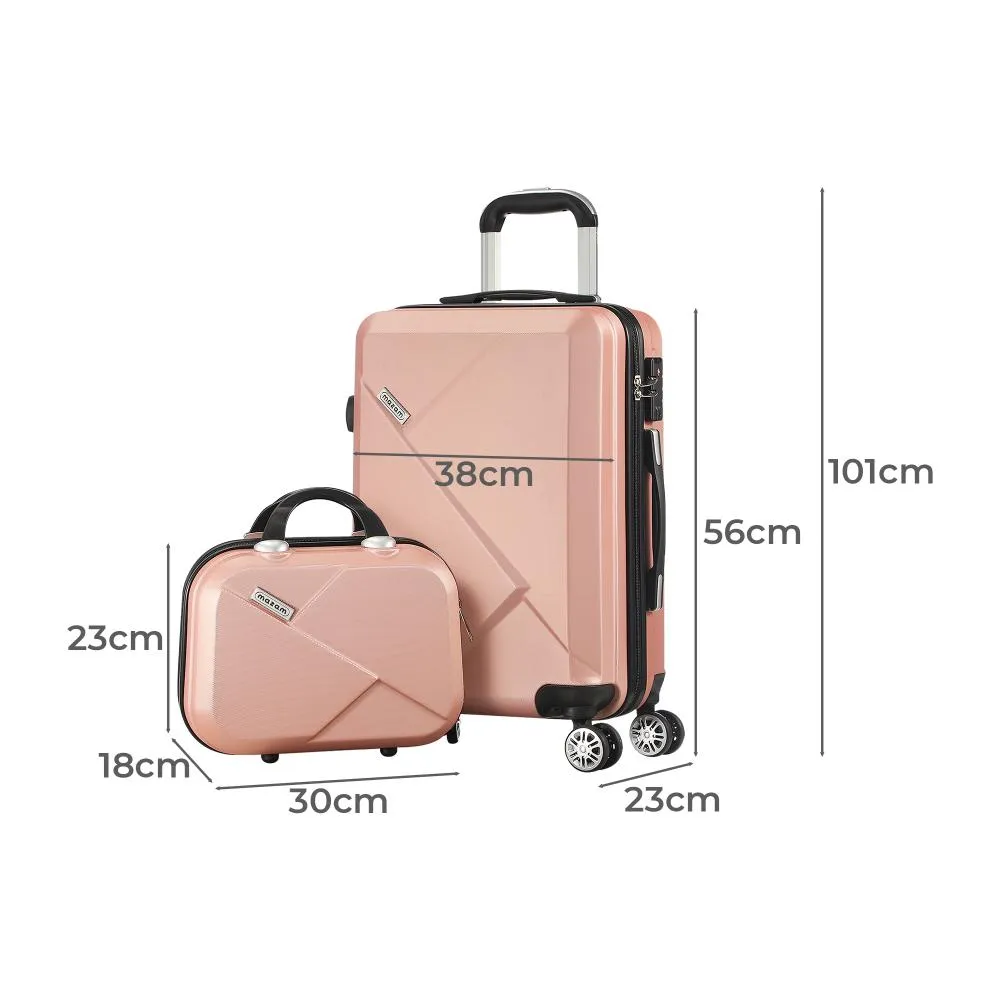 Mazam 2PCS Luggage Suitcase Trolley Set Travel TSA Lock Storage Hard Case Pink