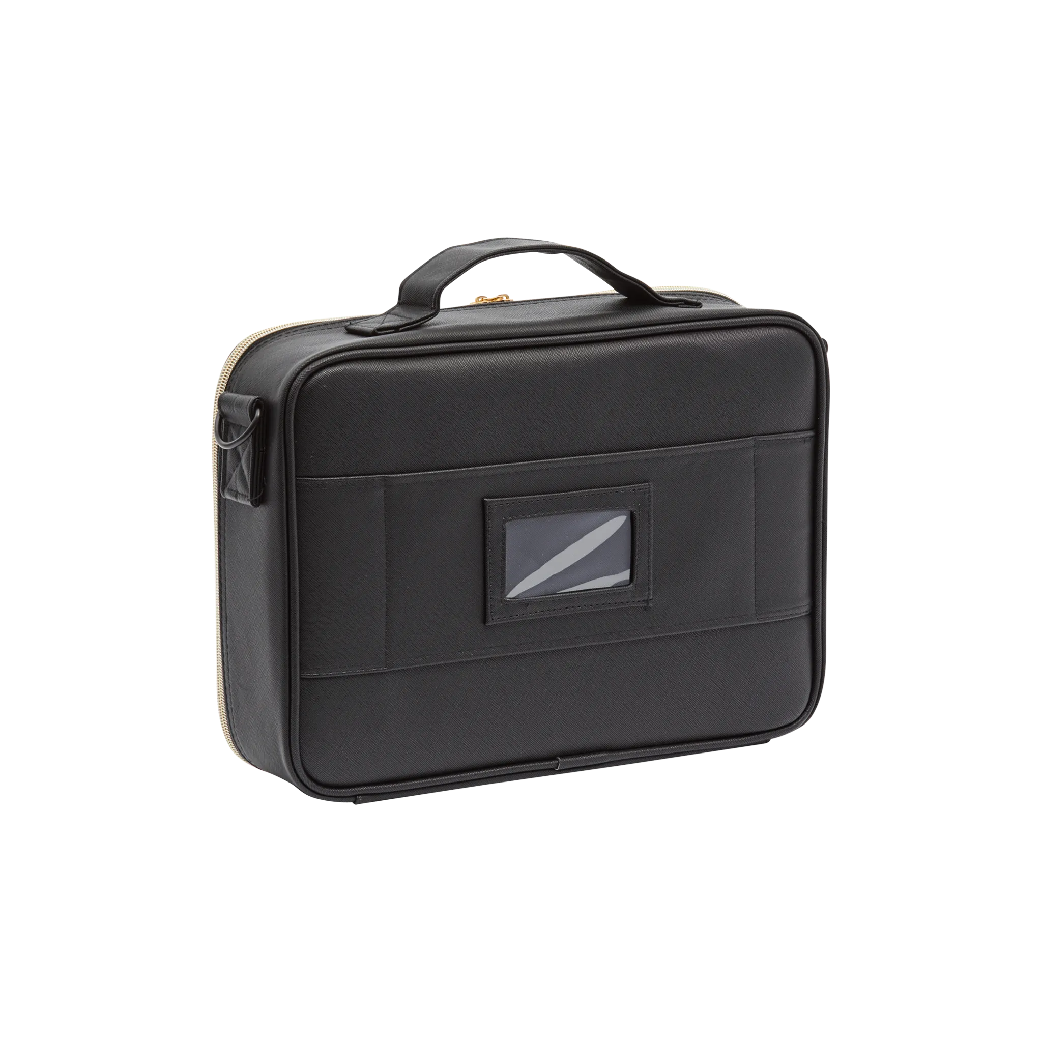 Medium Cosmetic Travel Case: Black Leather