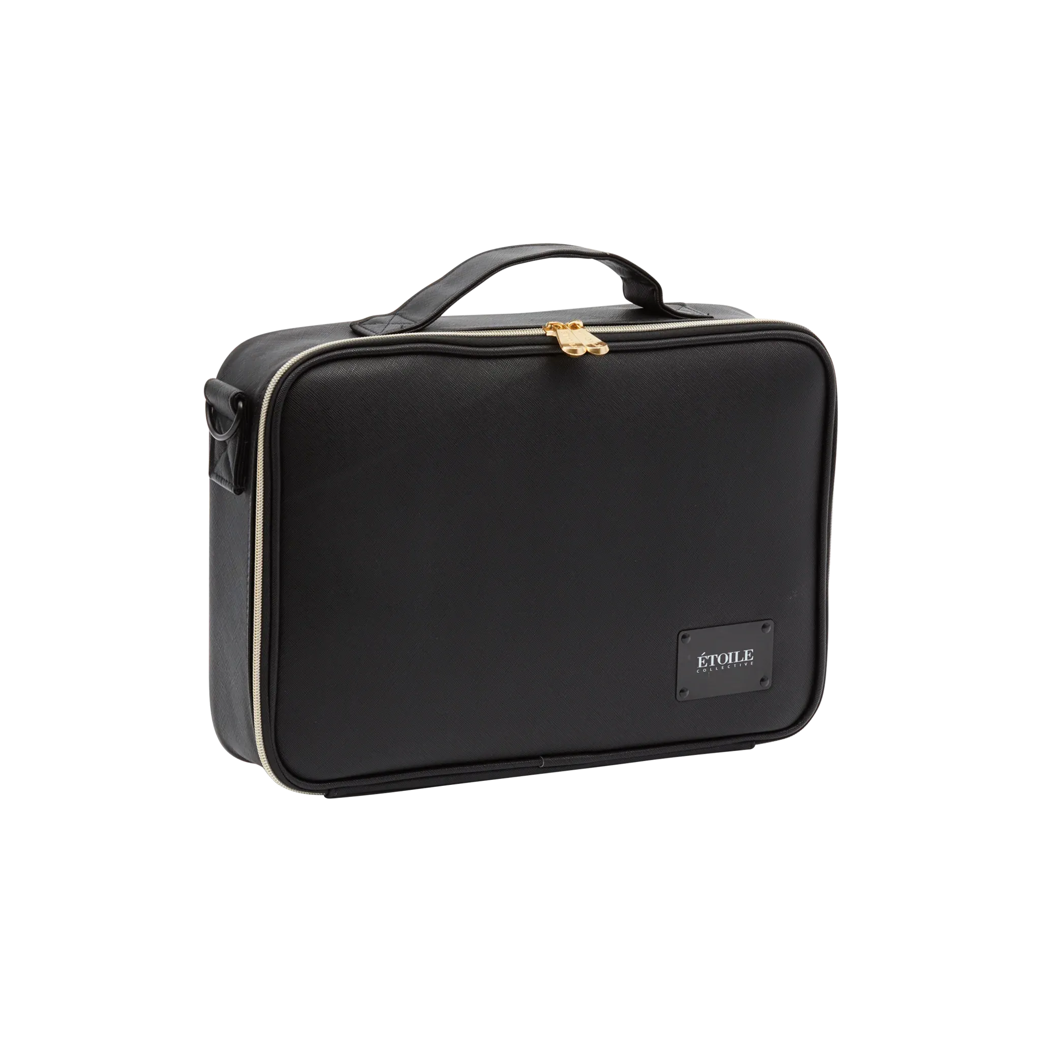 Medium Cosmetic Travel Case: Black Leather