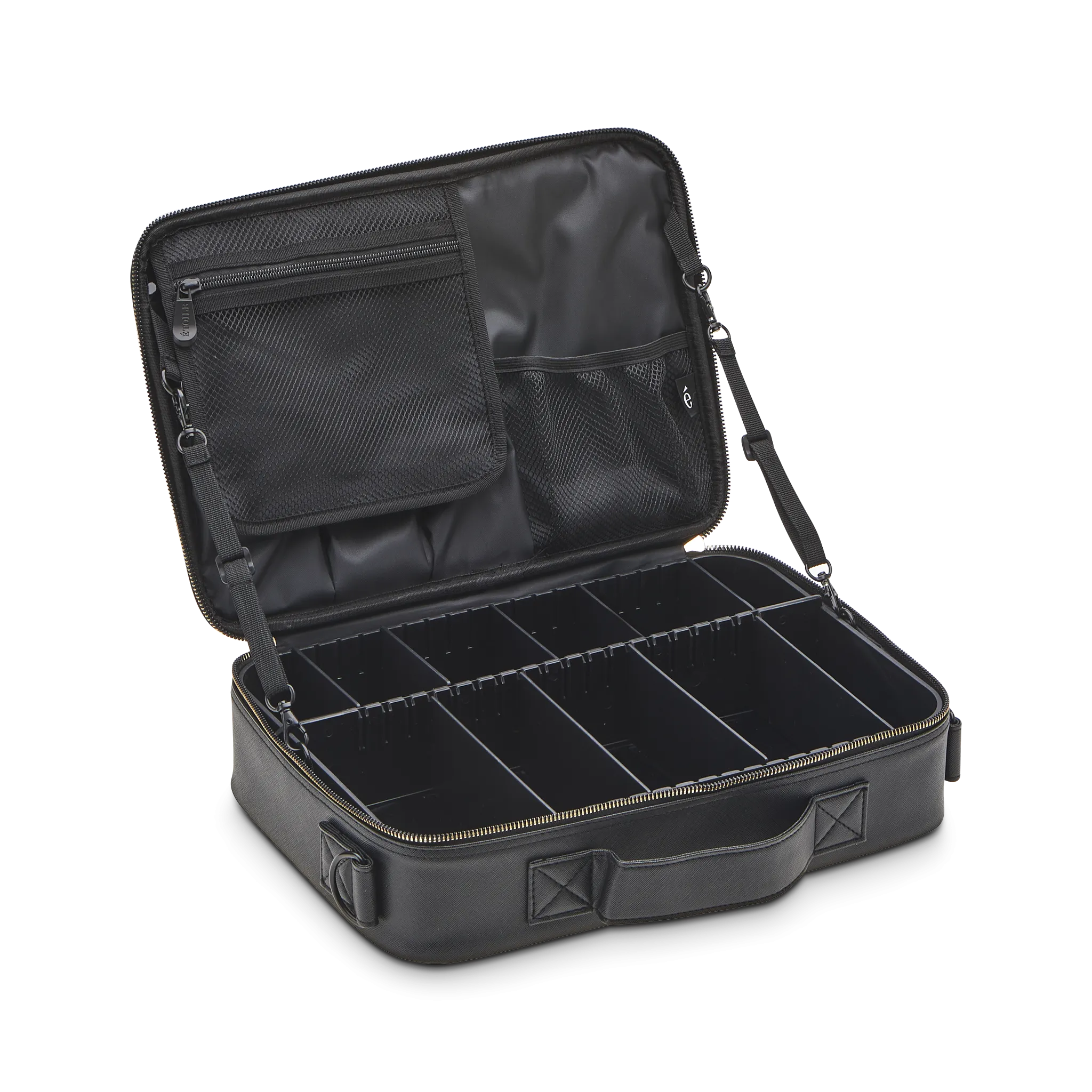 Medium Cosmetic Travel Case: Black Leather