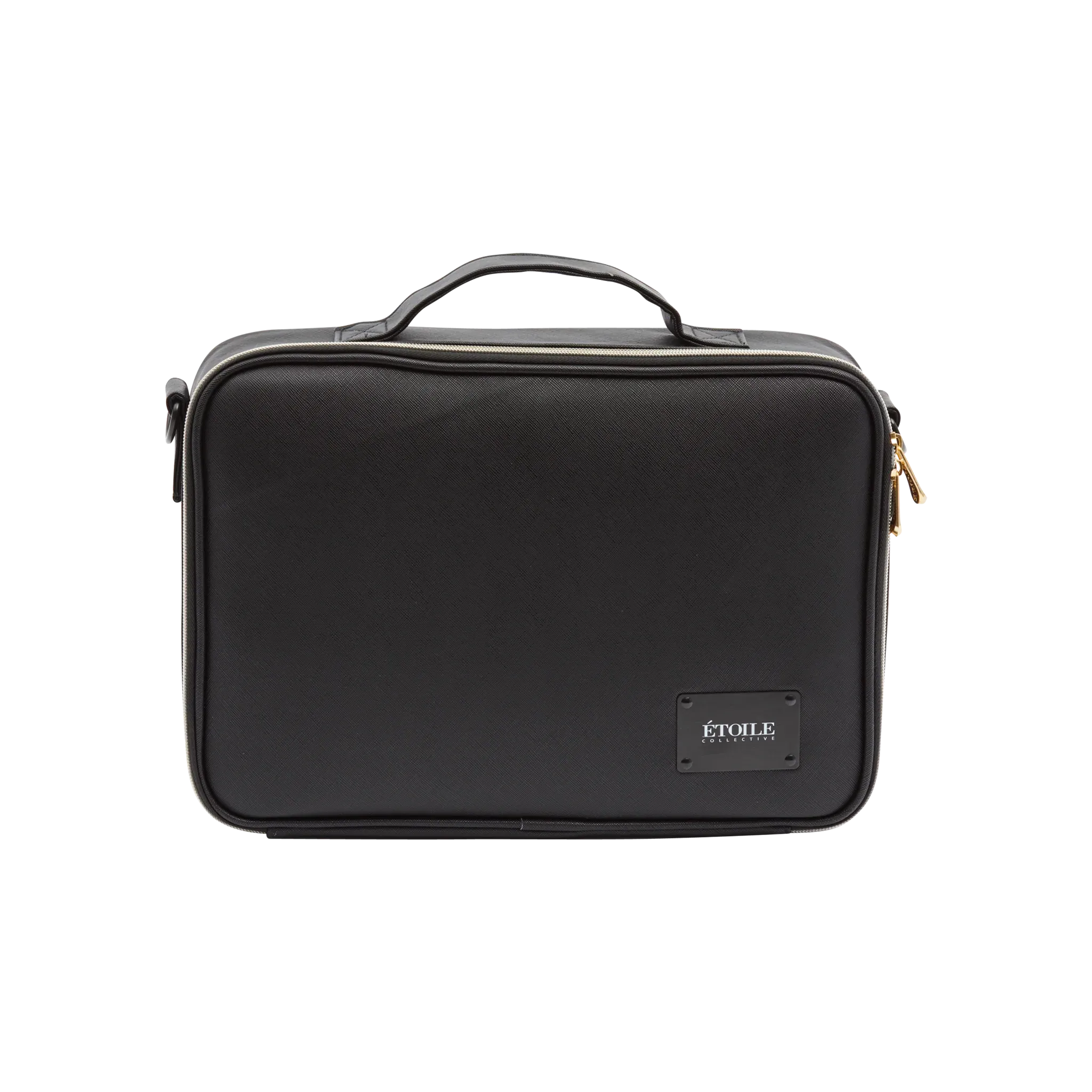 Medium Cosmetic Travel Case: Black Leather