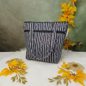 Medium Size Handbag Black with African Prints Design