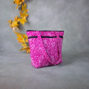 Medium Size Handbag Pink Colour with White Prints