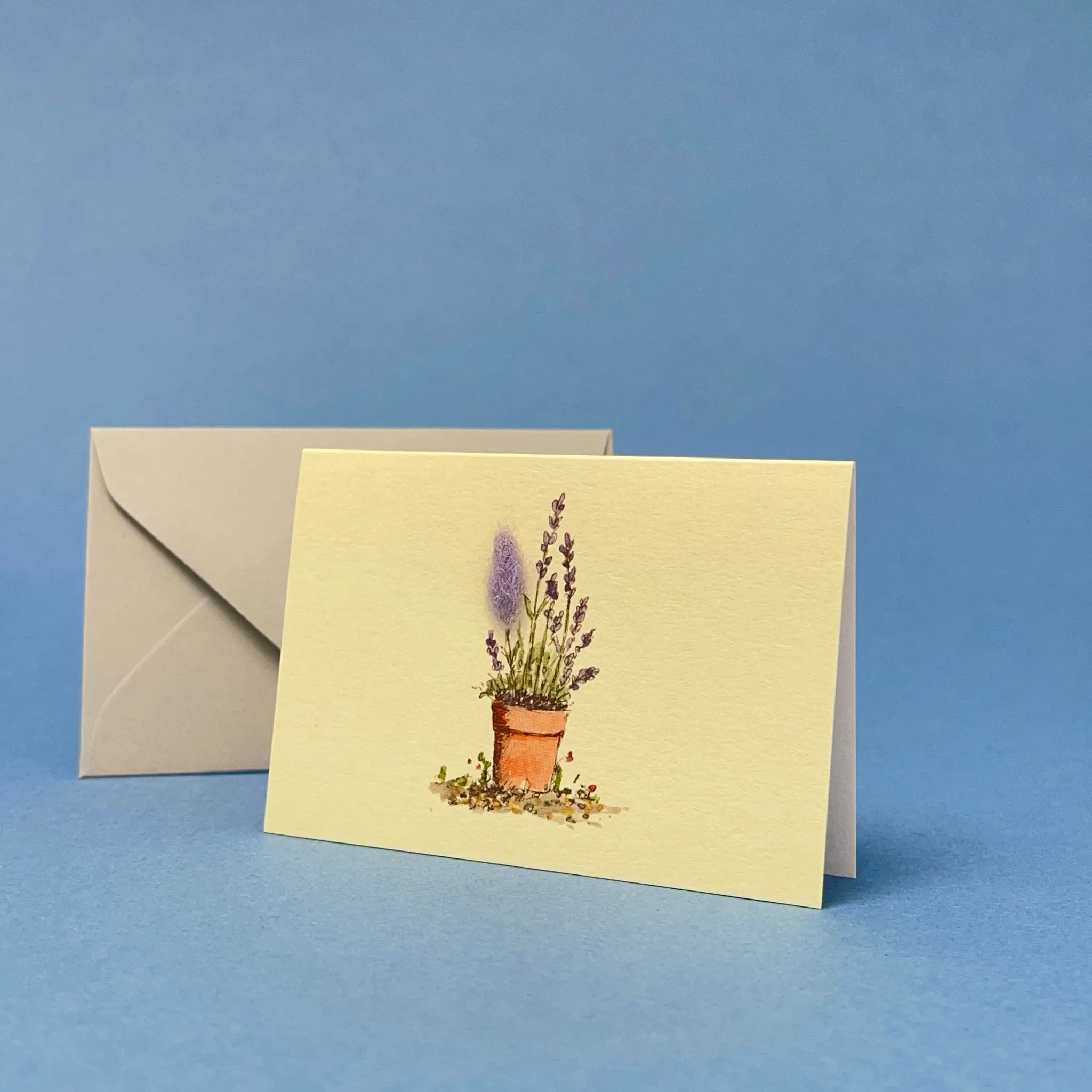 Mini card with felt detail - lavender (m6a)