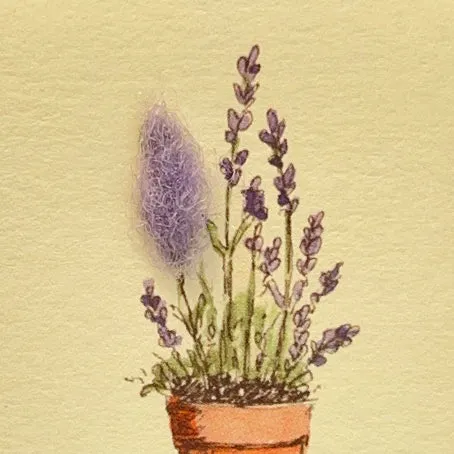 Mini card with felt detail - lavender (m6a)