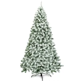 modern 7.5FT Snow Flocked Artificial Christmas Tree Hinged w/1346 Tip and Foldable Base