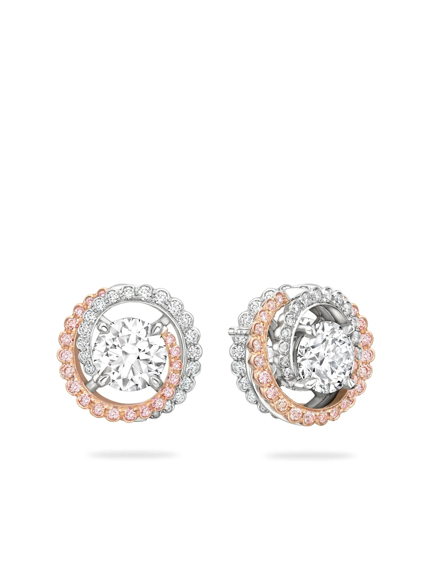 Monaco Pink and White Diamond Stud Earrings