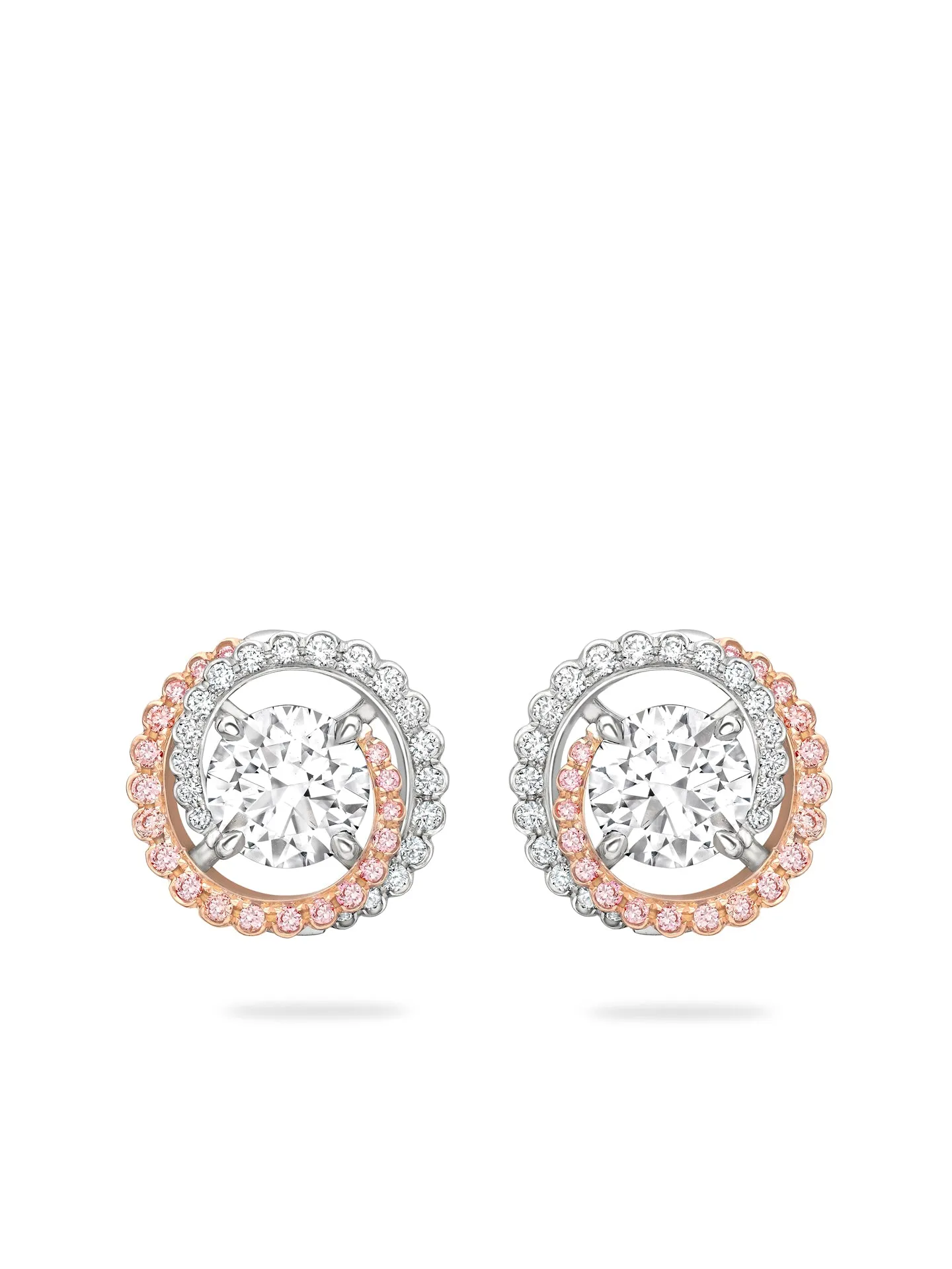 Monaco Pink and White Diamond Stud Earrings