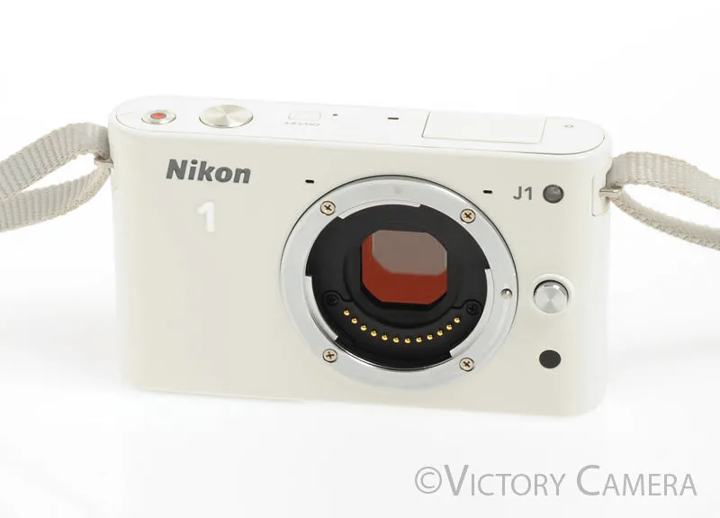 Nikon 1 J1 White Mirrorless 10.1MP Digital Camera Body -Clean-