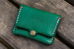 No.38 Personalized Minimalist Hanmade Leather Wallet - Green