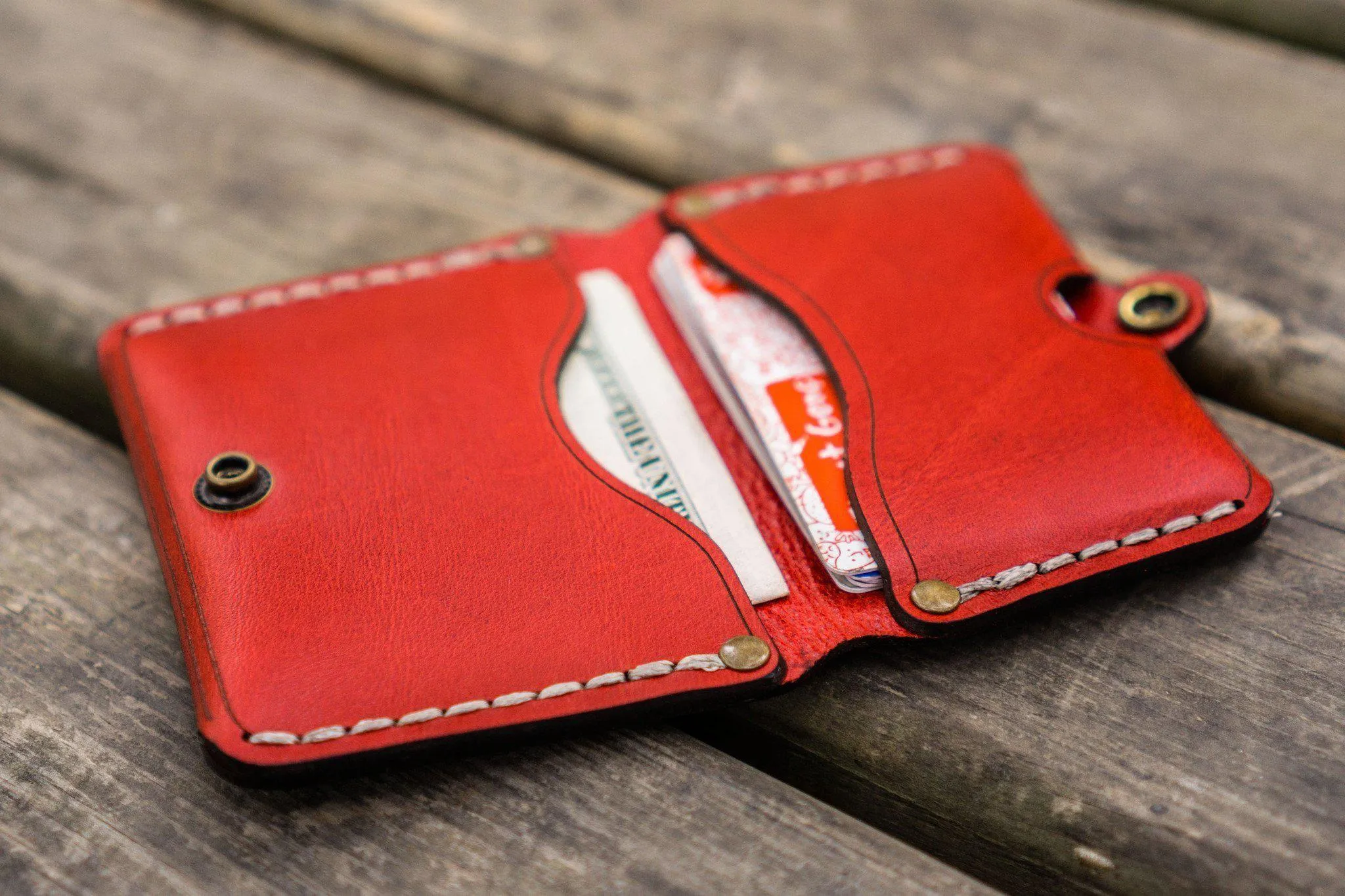 No.38 Personalized Minimalist Hanmade Leather Wallet - Red