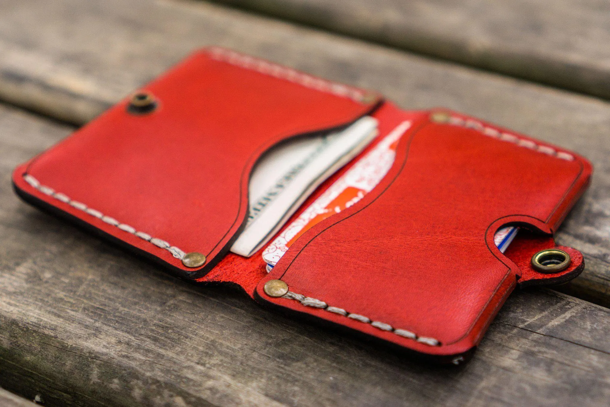 No.38 Personalized Minimalist Hanmade Leather Wallet - Red