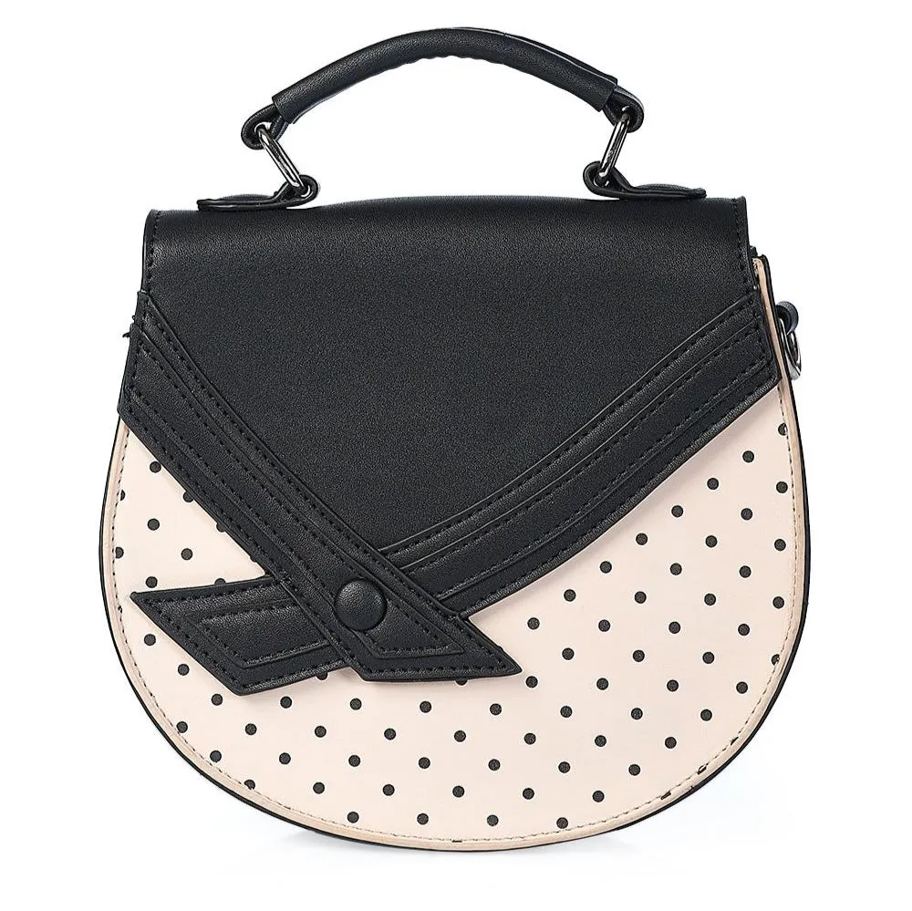 Nude Black Polka Dot Unique Handbag With Detachable Shoulder Strap