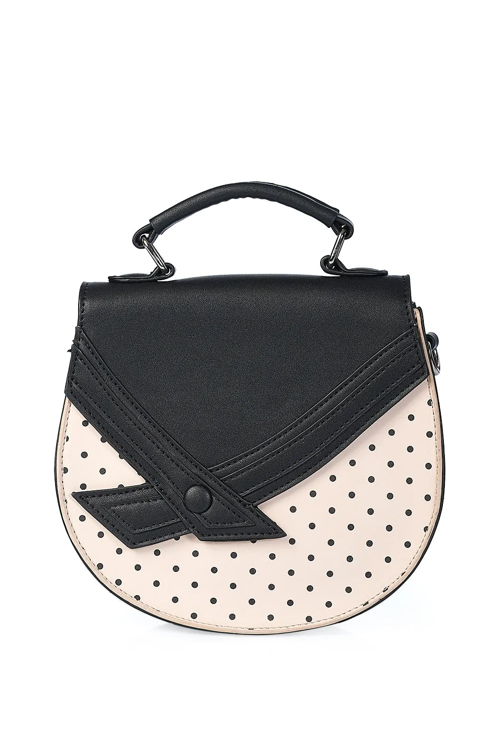 Nude Black Polka Dot Unique Handbag With Detachable Shoulder Strap