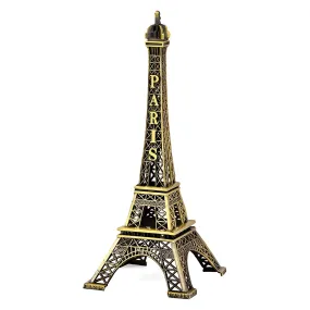 Oblivion Antique Finish 3D Gold Metal Paris Eiffel Tower Metal Craft Famous Landmark Building Metal Statue, Cabinet, Office, Gifts Decorative Showpiece.