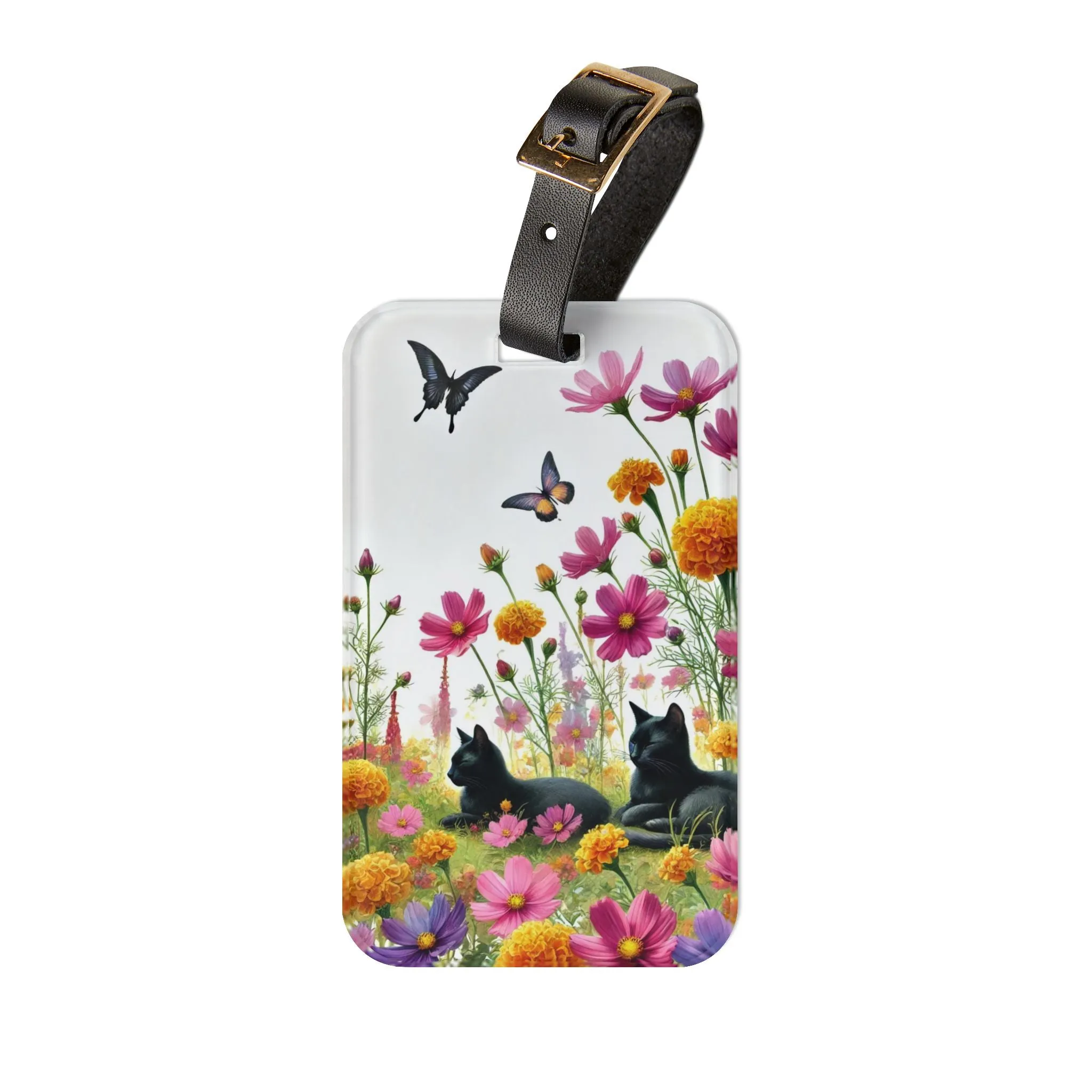 October Birth Month Flowers - Cat Lover - Luggage Tag - Travel Gift