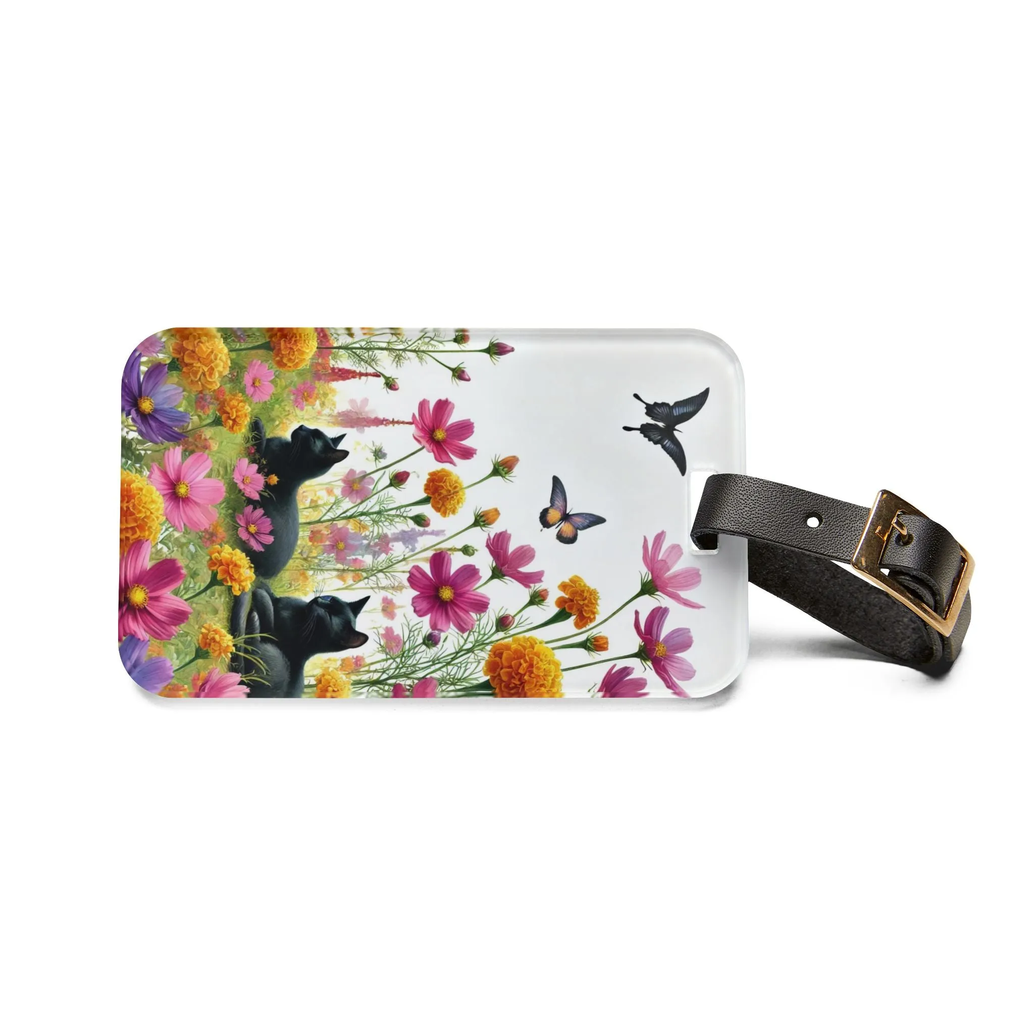 October Birth Month Flowers - Cat Lover - Luggage Tag - Travel Gift