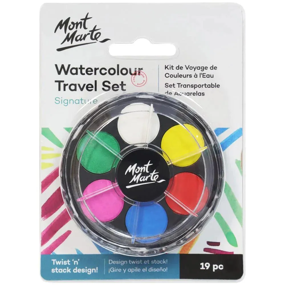 Paint Set - Watercolour Travel Disc 18pc - Mont Marte