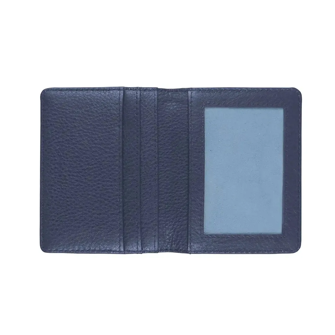 Pase Travel Card Holder - Navy Leather & Pink Stitching by Pampeano