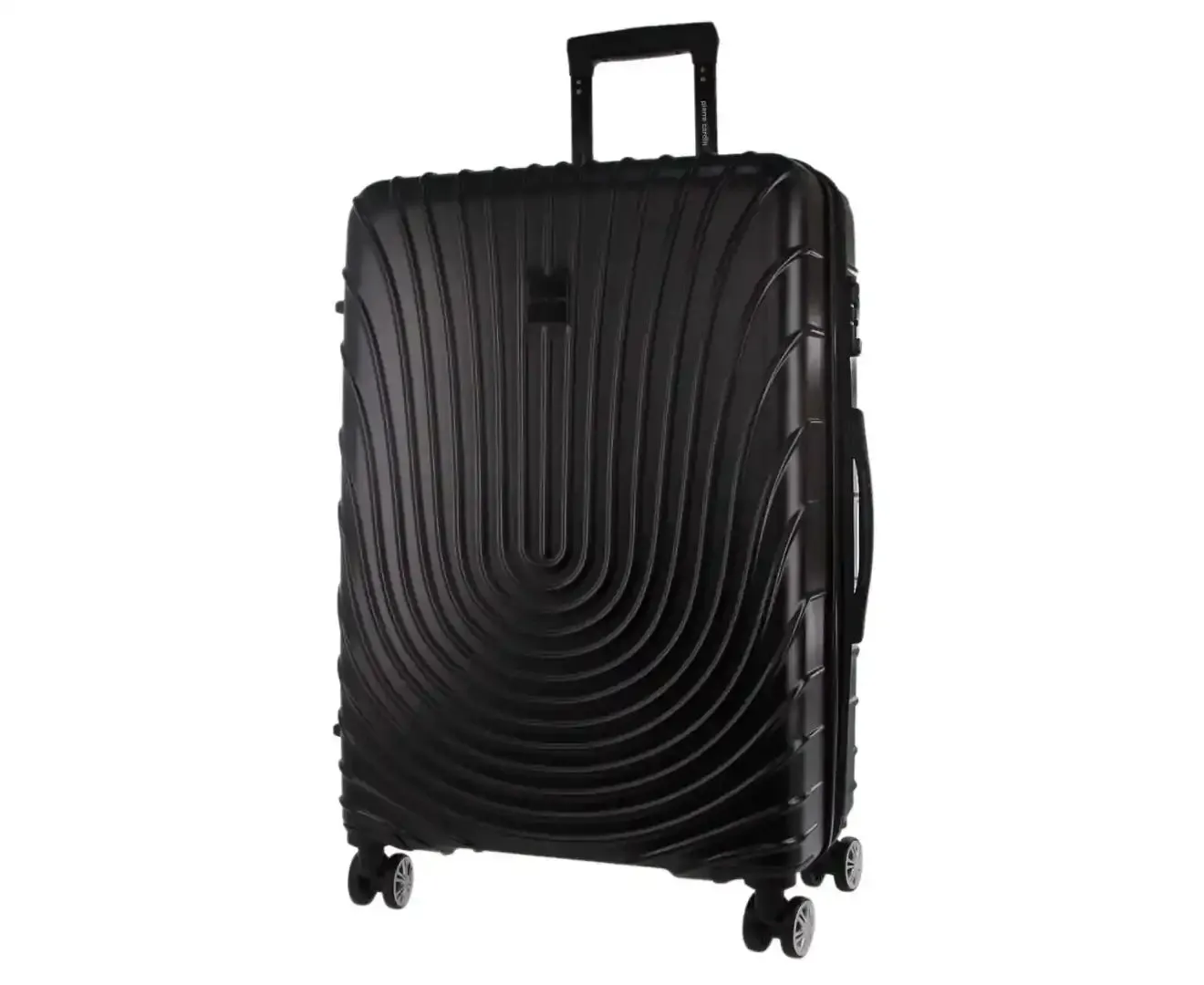 Pierre Cardin Hard Shell 4 Wheel Suitcase - Medium - Black - Expandable - Lightweight