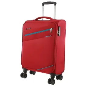 Pierre Cardin Soft Shell 4 Wheel Suitcase - Large - Red/Turquoise - Expandable