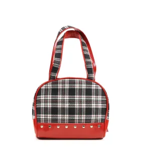 Plaid Skull Handbag WithBlack Trim