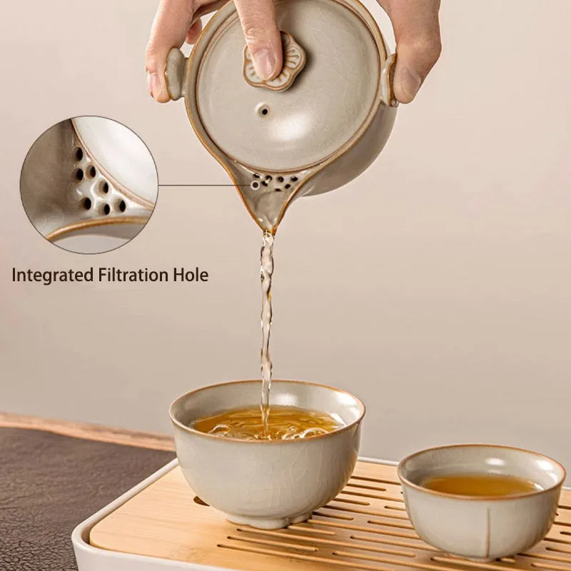 Portable Travel Tea Set - Ru Kiln Ceramic Teacup Set