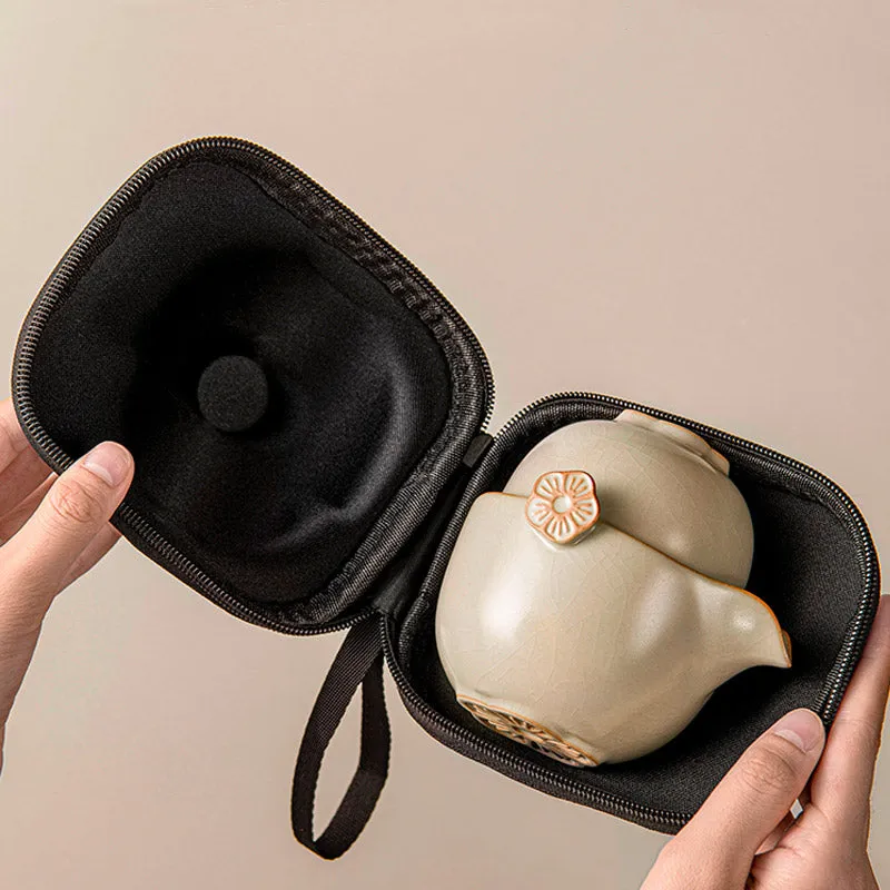 Portable Travel Tea Set - Ru Kiln Ceramic Teacup Set