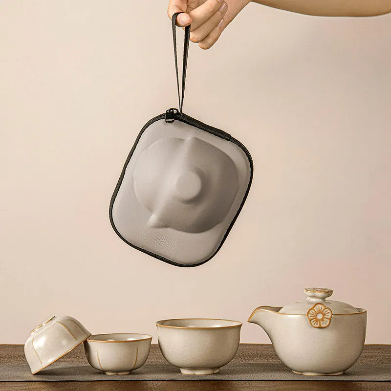 Portable Travel Tea Set - Ru Kiln Ceramic Teacup Set