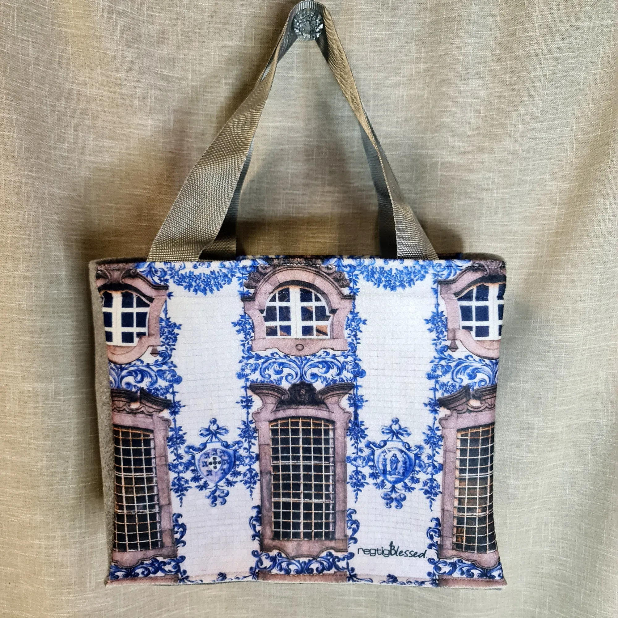 Portuguese Tiled Building - Recycled Felt Teacher Bag