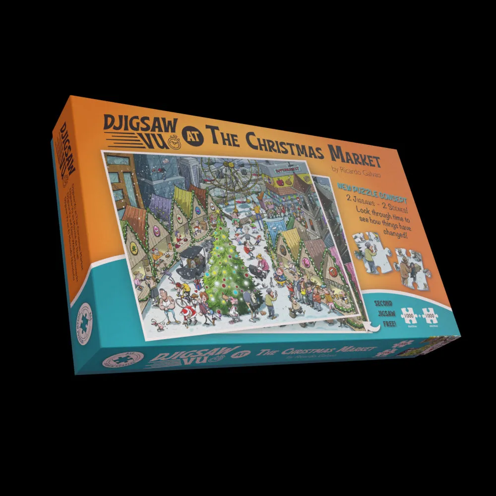 PRE-ORDER D'Jigsaw Vu at the Christmas Market 2 x 1000 Jigsaw Puzzles