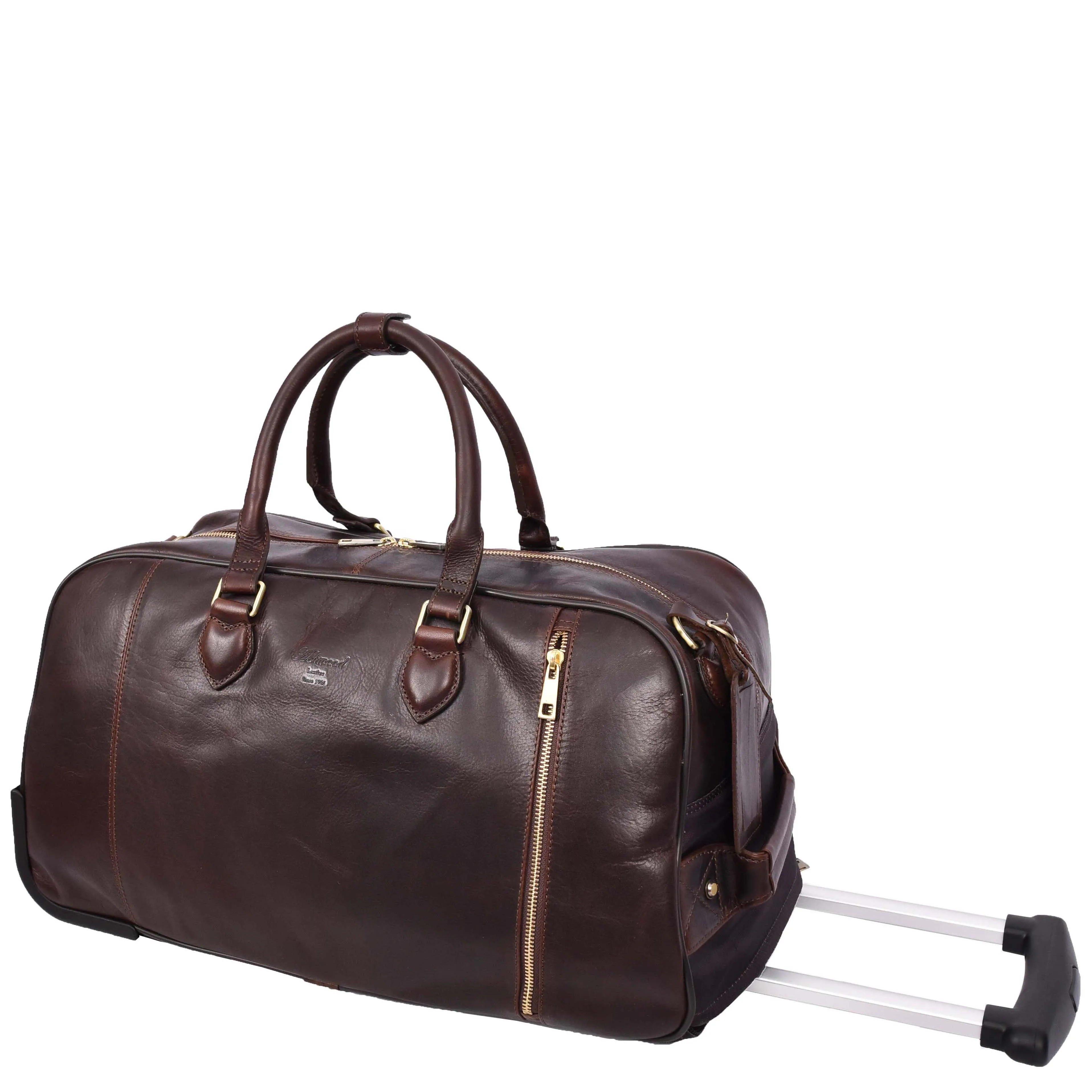 Premium Leather Wheeled Holdall Cabin Size Weekend Travel Duffle Bag AL50 Brown